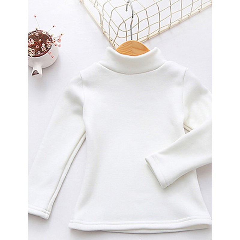 Girl Casual/Daily Solid Blouse,Cotton Winter Long ...